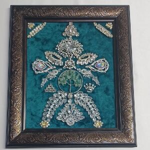 Tree Of Life Framed Art on Teal Background